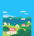 summer village river landscape flat color vector image vector image