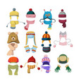 woolen caps and scarves flat set vector image