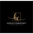 hc initial handwriting logo with rectangle vector image