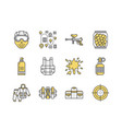 paintball game line icons outdoor sport equipment vector image