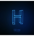 neon 3d letter h vector image vector image