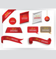 realistic red paper banners set merry christmas vector image