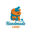 bear knits a scarf for handmade stuff vector image