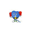 funny face boxing blue love balloon cartoon vector image