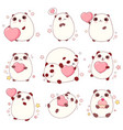 set of cute pandas in kawaii style vector image