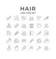 set line icons hair vector image