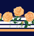 yellow roses border seamless pattern on blue vector image vector image