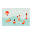 hand drawn abstract cartoon summer time fun vector image