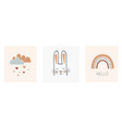 kids scandinavian poster set cartoon star little vector image