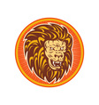 angry lion head set inside a circle vector image