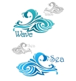 blue and teal ocean waves icons vector image