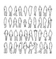 large set detailed people silhouettes outline vector image vector image