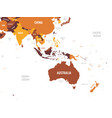 australia and southeast asia map - brown orange vector image