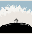 landscape with mount calvary and three crosses vector image vector image