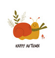 funny smiling snail in scarf autumn vibes vector image vector image
