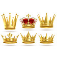 realistic golden crowns king prince and queen vector image vector image