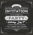 vintage party invitation card on chalkboard vector image