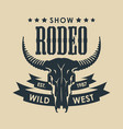 banner for a cowboy rodeo show with a bull skull vector image vector image