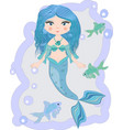 cartoon beautiful little mermaid in a wreath vector image