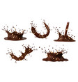 chocolate cocoa coffee milk swirl splashes set vector image vector image