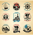 pirate emblems vintage old paper set vector image vector image