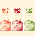 labels for apple juice with and inscription vector image vector image