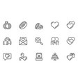 love and wedding line icons set vector image