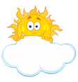 happy sun hiding behind cloud vector image