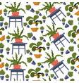 houseplant in pots seamless pattern flowers vector image