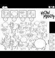 how many cartoon farm animals counting game vector image vector image