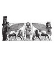 Khorsabad palace gate sargon vintage engraving Vector Image