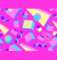 memphis seamless pattern with 3d shapes in 80s vector image vector image