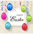 happy easter background decorative text hanging vector image