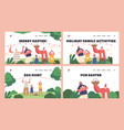 happy family celebrate merry easter landing page vector image vector image