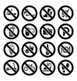 set prohibited symbols shop black signs vector image