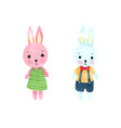 bunny watercolor cartoon setcute rabbit character vector image