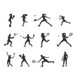 female tennis player silhouettes tennis player vector image vector image