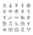 doodle icons set of celebration and party vector image