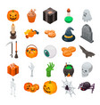 halloween icon set isometric style vector image