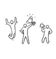 hand drawn character team success concept vector image