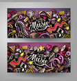 cartoon cute doodles music horizontal banners set vector image vector image