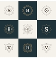 set luxury logos template flourishes calligraphic vector image