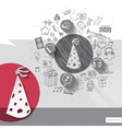 hand drawn cap icons with background vector image