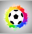 white soccer ball with watercolor rainbow spray vector image vector image