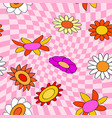 groovy hippie flower seamless pattern colorful vector image vector image