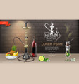 realistic hookah lounge bar template vector image vector image