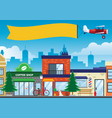 street and shop in the city flat style vector image vector image