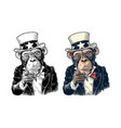 monkey uncle sam with pointing finger at viewer vector image vector image