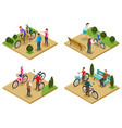 people and bicycle 2x2 design concept vector image