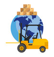 lift truck and globe vector image